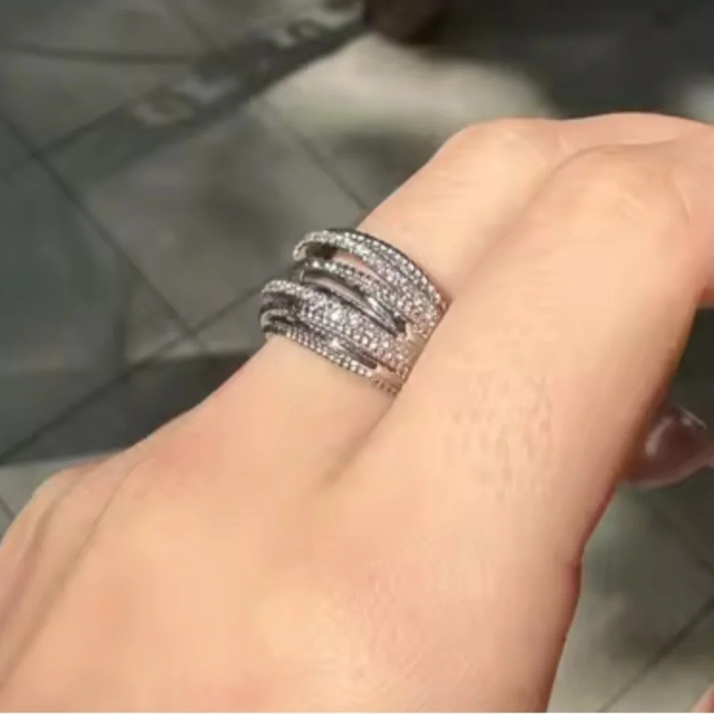 New! Wedding bridal  Silver and crystal Women's Ring